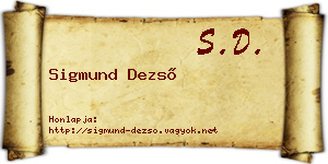 Sigmund Dezső névjegykártya